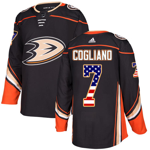 Adidas Ducks #7 Andrew Cogliano Black Home Authentic USA Flag Youth Stitched NHL Jersey - Click Image to Close